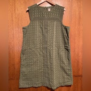 Flattering 60s summer style Gap shift dress cotton eyelet lace POCKETS! Large